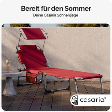 Ligbed Ibiza Rood 190x59x29cm Alu Zonnescherm (Stoelen), Verzenden, Nieuw