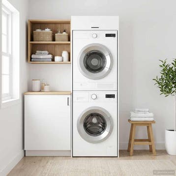 vidaXL Wasmachinekast met opslag Wit 67,5 x 68 x 200 cm, Verzenden, Nieuw