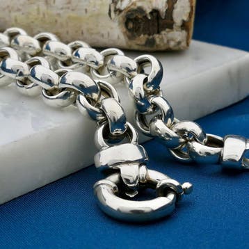 Zilveren jasseronschakel armband (Schakelarmband), Ophalen of Verzenden, Gebruikt, Overige kleuren, Zilver