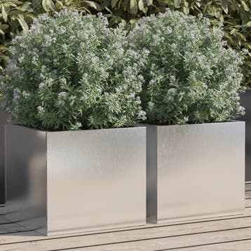 vidaXL Plantenbakken 2 st 32x30x29 cm roestvrij staal, Verzenden, Nieuw, Metaal
