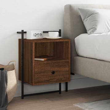 vidaXL Nachtkastje wandgemonteerd 40x30x61 cm hout bruin, Minder dan 45 cm, Verzenden, Nieuw, 55 tot 70 cm