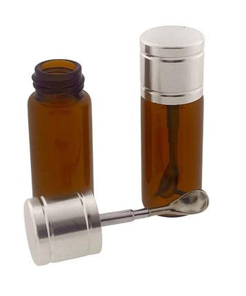 Teletoot doseer potje - bruin glas     Medium glazen potje, Ophalen of Verzenden, Nieuw