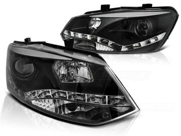 Koplampen VW Polo 6R 10-.. real DRL Devil Eyes Zwart, Auto-onderdelen, Ophalen of Verzenden, Nieuw