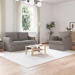 vidaXL Bankstel 2 pcs Taupe 144 x 80 x 85 cm Stof, Huis en Inrichting, Banken | Bankstellen, Verzenden, Nieuw, Stof, Minder dan 150 cm