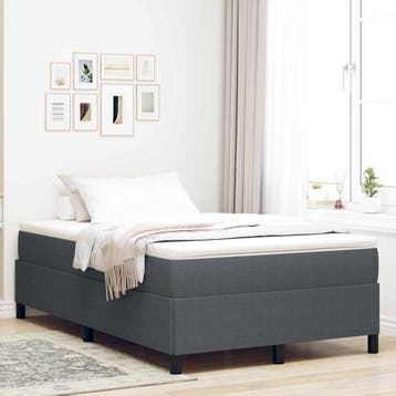 vidaXL Boxspringbed Donkergrijs 120 x 190 cm Katoen Stof, Verzenden, Nieuw, Twijfelaar, Stof