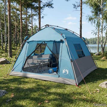 vidaXL Instant Tent Water-resistant 3-persoons Blauw, Verzenden, Nieuw, Tot en met 2