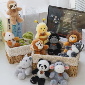 Schattige Pluche Dieren Knuffels (15cm) - Panda, Leeuw, Bij