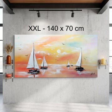 Monika Spiewak - Regatta - Oil Painting Stretched On The, Antiek en Kunst, Kunst | Schilderijen | Modern