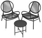 3-delige Polyrattan Balkonset met 2 Stoelen en Tafel, Verzenden, Nieuw