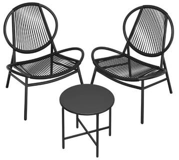 3-delige Polyrattan Balkonset met 2 Stoelen en Tafel, Tuin en Terras, Tuinstoelen, Verzenden, Nieuw