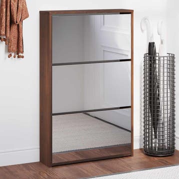 vidaXL Schoenenkast met spiegel 3-laags 63x17x102,5 cm, Verzenden, Nieuw