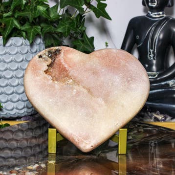 Edelsteen roze amethist hart met standaard nr. 2, Verzamelen, Verzenden