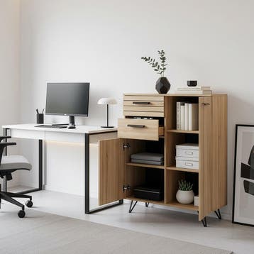 Dressoir Noppen 100x80x38 cm eikenkleurig en zwart [en.casa], Verzenden, Nieuw