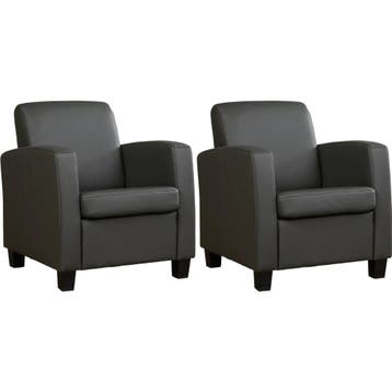 Set van 2 Leren fauteuils Joy - Toledo Antracite, Nieuw, Ophalen of Verzenden, 50 tot 75 cm, Leer