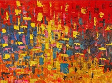Nguyn Tùng Long - Symphonie de carmin 60 80 cm, Antiek en Kunst