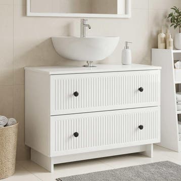 vidaXL Badkamer wastafelkast EDE Hoogglans Wit 82 x 41 x 59, Verzenden, Nieuw, Wastafelkast