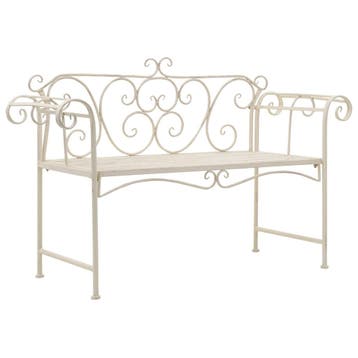 vidaXL Tuinbank 132 cm metaal antiekwit, Tuin en Terras, Verzenden, Nieuw, Metaal