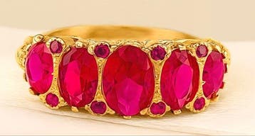 Zonder minimumprijs - Ring - 9 kt. Geel goud, Zilver Robijn, Nieuw