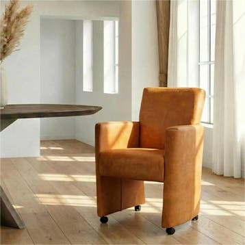 Leren eetkamerstoel Elegant - Kenia Cognac (cognac) -, Ophalen of Verzenden, Nieuw, Leer, Eigentijds, Modern