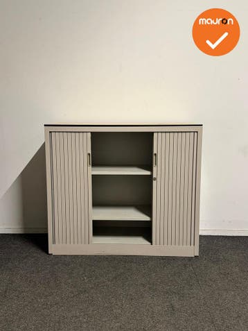 Aspa - Roldeurkast - 105x120x47 cm - Witgrijs - Ahorn topbla, Werkplek, Ophalen of Verzenden, Gebruikt, Kast