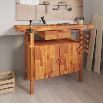 vidaXL Werkbank met lade en bankschroeven 124x52x83 cm, Verzenden, Nieuw