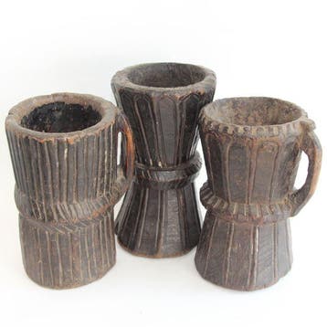 Nuristan Afghanistan - Vijzel (3) - Hout - mortier, Antiek en Kunst