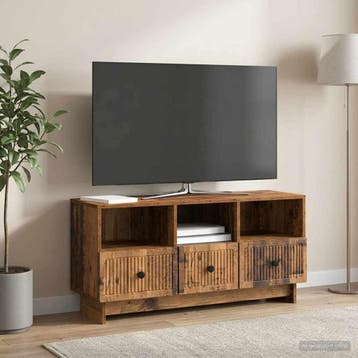 vidaXL TV-kast met lade Oud hout 102 x 34,5 x 50 cm Bewerkt, Huis en Inrichting, Kasten | Televisiemeubels, Minder dan 50 cm, Verzenden