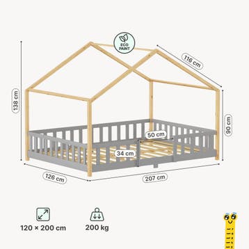 Kinderbed Treviolo met uitvalbeveiliging en matras [en.casa], Verzenden, Nieuw