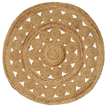 vidaXL Vloerkleden Naturel Ø 90 cm Jute, Huis en Inrichting, Stoffering | Tapijten en Kleden, Verzenden, Nieuw, Bruin