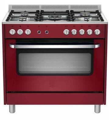 Gasfornuis Rood Elektrische Oven en Grill | 5 Branders |..., Verzenden, Nieuw in verpakking