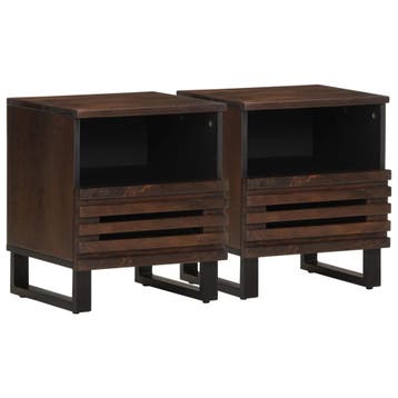 vidaXL Nachtkastjes 2 st 40x34x46 cm massief mangohout, Verzenden, Nieuw, Hout