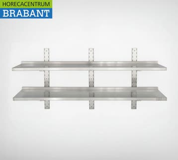 HCB RVS Dubbel wandschap schap 160 x 30 cm Horeca, Ophalen of Verzenden, Nieuw in verpakking