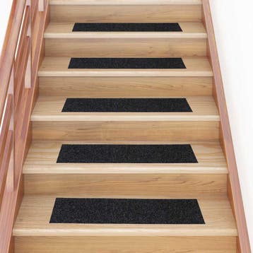 vidaXL Trapmatten Zelfklevend 30 stuks 76x20 cm Zwart, Doe-het-zelf en Verbouw, Ladders en Trappen, Verzenden, Nieuw