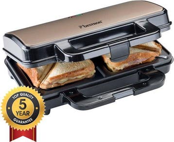 2dekans | Bestron Tosti apparaat - ASM90XLSAT - 900W - Voor, Ophalen of Verzenden, Zo goed als nieuw