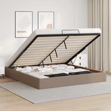 vidaXL Bedframe zonder matras 200x200 cm kunstleer, Overige materialen, Bruin, Verzenden, Overige maten
