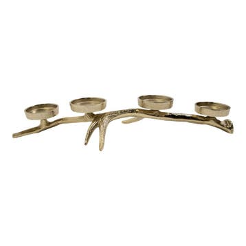 Theelicht Standaard gewei 4 goud 8x43x19cm, Verzenden, Nieuw