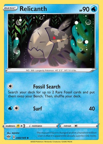 Relicanth 040/189 Darkness Ablaze, Ophalen of Verzenden, Nieuw, Losse kaart, Foil