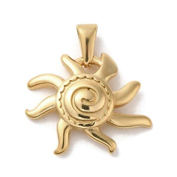 1 x PVD Vacuum Plating RVS 304 Zon Bedeltje Goud kleur 22..., Ophalen of Verzenden, Nieuw, Bedel