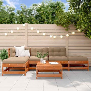 vidaXL Tuin loungeset 5 st Wax Bruin Den Massief grenenhout, Verzenden
