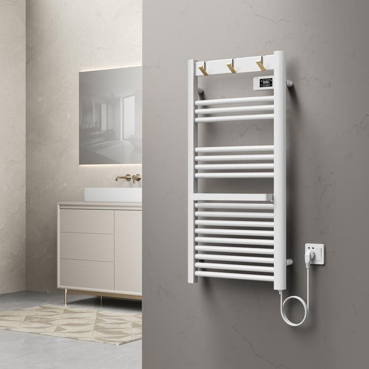 pro.tec Handdoekradiator Uvdal elektrisch 105x50x4,3 cm wit, Doe-het-zelf en Verbouw, Verwarming en Radiatoren, Verzenden