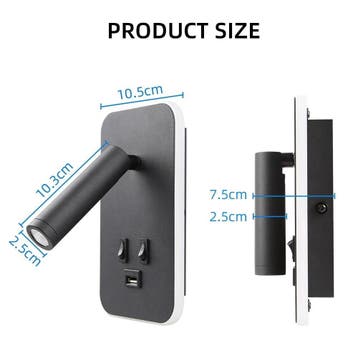Nachtkastje wandlamp met USB en LED leeslamp, Verzenden, Nieuw