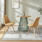 Eetkamerstoelen Fläten set van 2 stuks corduroy mosterdgeel, Huis en Inrichting, Stoelen, Verzenden, Nieuw