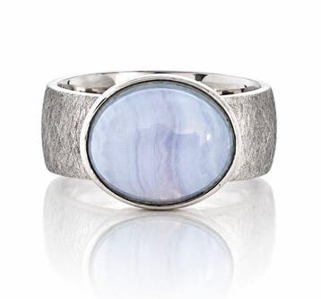 925 zilver - gematteerd - chalcedoon - Ring