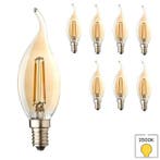Set van 8 LED kaarslampen vlam E14 | 0.6 watt | 2500K warm, Verzenden, Nieuw, E14 (klein), Overige typen