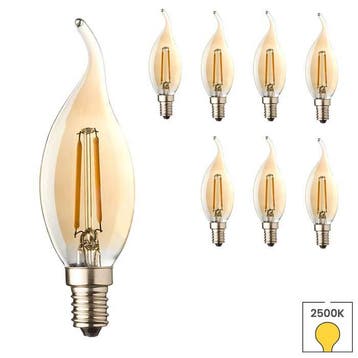 Set van 8 LED kaarslampen vlam E14 | 0.6 watt | 2500K warm, Huis en Inrichting, Lampen | Losse lampen, Verzenden, Nieuw, E14 (klein)
