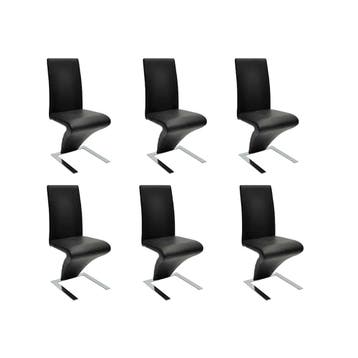 vidaXL Eetkamerstoelen 6 st kunstleer zwart, Verzenden, Nieuw, Zwart