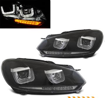 Koplampen VW Golf VI Tube Dynamic LED zwart, Ophalen of Verzenden, Nieuw