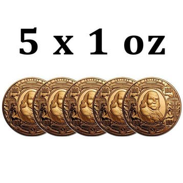 Verenigde Staten. 5 x 1 oz $100 Benjamin Franklin Banknote