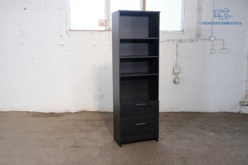 Tweedehands zwarte kast 190x60x35 cm met 2 lades, Verzenden, Gebruikt