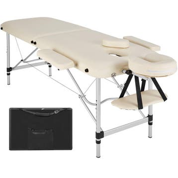 Massagetafel 2 zones met matras en aluminium frame - beige, Sport en Fitness, Verzenden, Nieuw